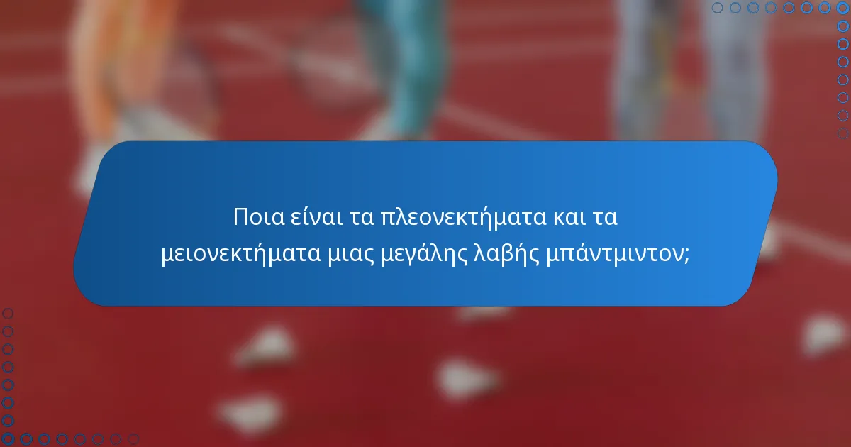 Ποια είναι τα πλεονεκτήματα και τα μειονεκτήματα μιας μεγάλης λαβής μπάντμιντον;