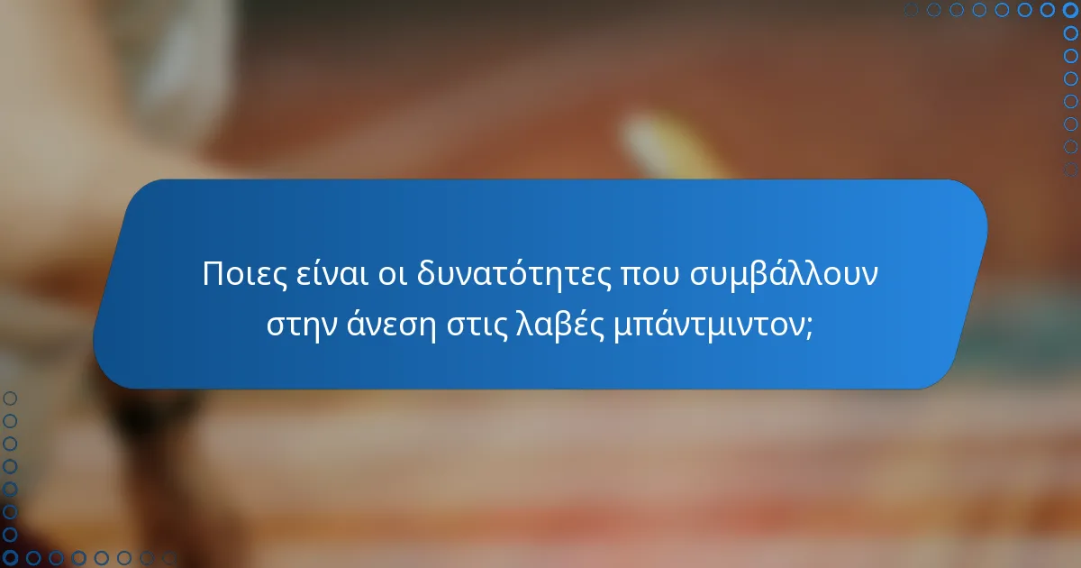 Ποιες είναι οι δυνατότητες που συμβάλλουν στην άνεση στις λαβές μπάντμιντον;